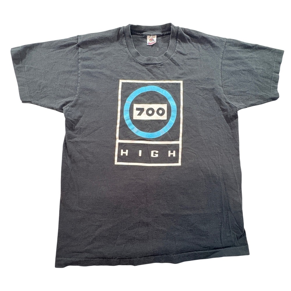 Fruit of the Loom 700 High Graphic T-Shirt‎ Mens XL Black Vintage Single Stitch